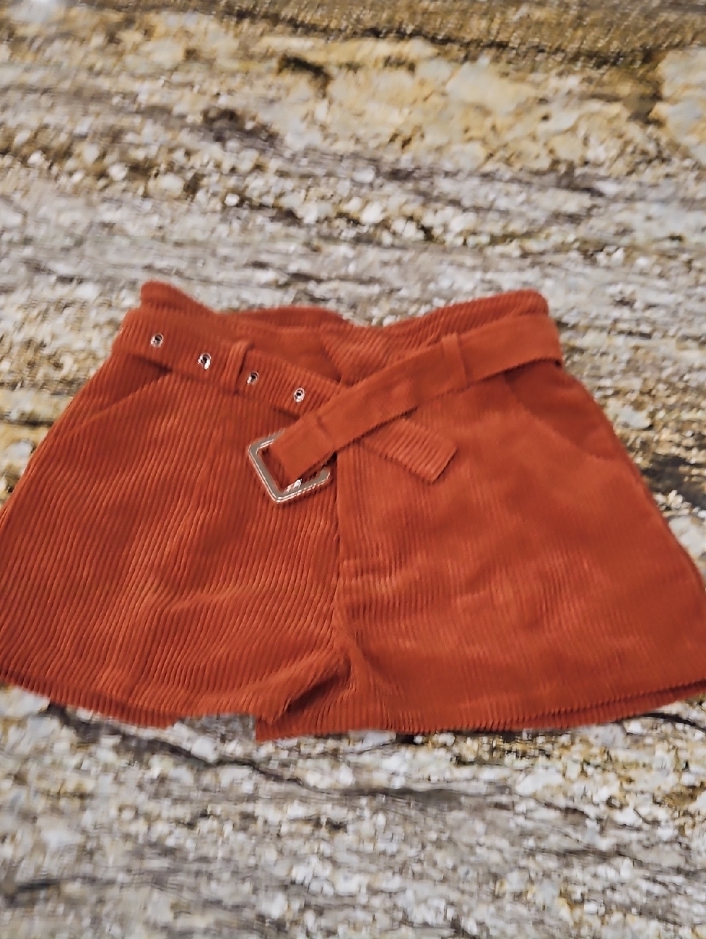 PAltar'd State High-Waist Corduroy Shorts in Rust Orange.  Size S